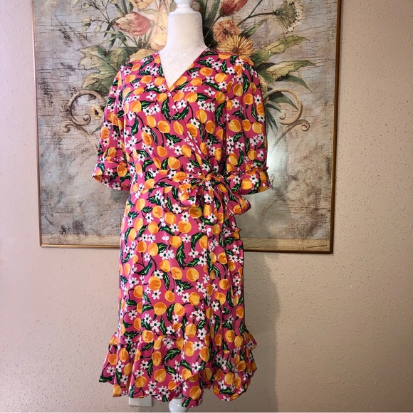 Sz 12 Draper James Wynonna Wrap Dress - Orange Blossom NWOT - Picture 5 of 16
